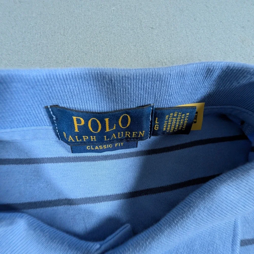 Polo Ralph Lauren Polo Shirt Mens Size Large Striped Classic Fit Flesh Pony